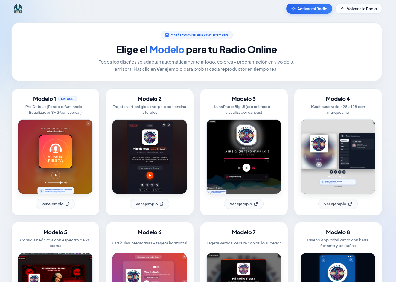 Elige el Modelo para tu Radio Online